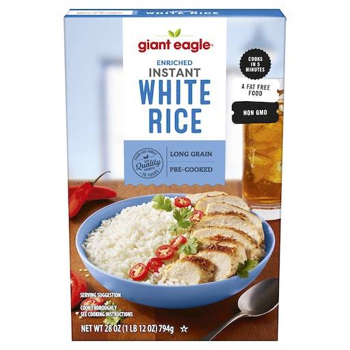 Giant Eagle Enriched White Rice, Long Grain, Instant