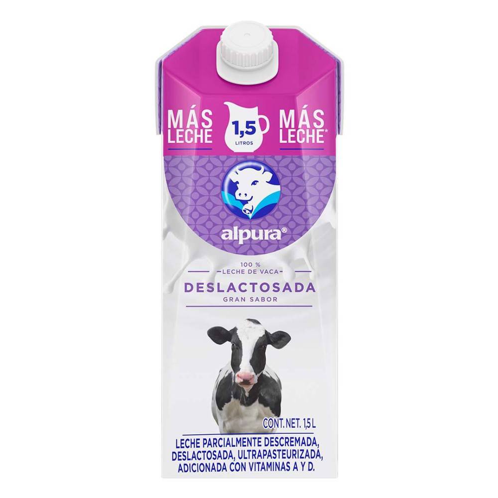 Alpura · Leche de vaca parcialmente descremada deslactosada (1,5 L)