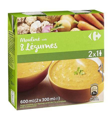 Carrefour - Soupe mouliné aux 8 Légumes (2 pièces, 600 ml)