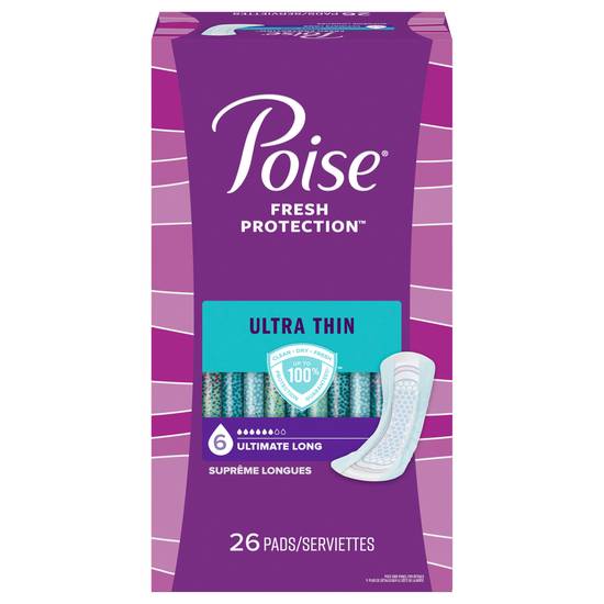 Poise Ultimate Absorbency Thin Postpartum Incontinence Pads (26 ct)