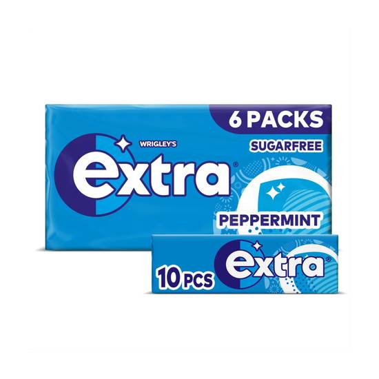 Extra Peppermint Chewing Gum Sugar Free Multipack 6x10 Pieces