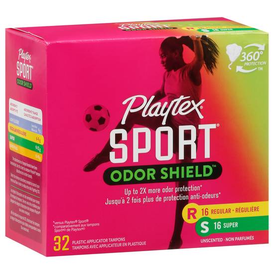 Playtex Sport Odor Shield Unscented Plastic Tampons (32 ct)