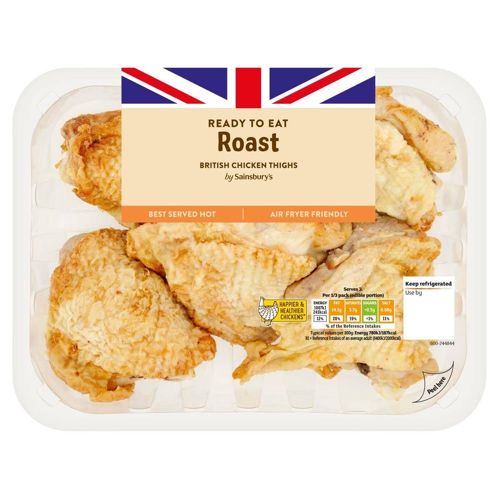 Sainsbury's Roast British Cooked Chicken Thighs 450g