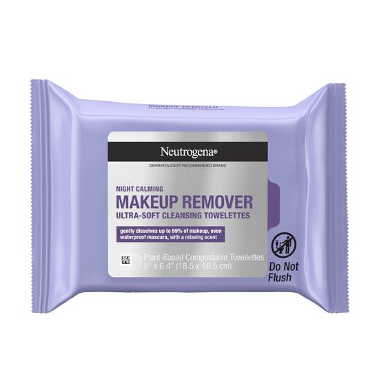 Neutrogena Makeup Remover Night Calming Cleansing Face Wipes, 25CT