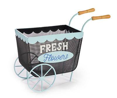 "Fresh Flowers" Metal Cart Planter Basket