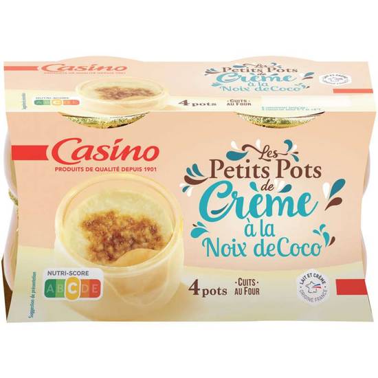 Casino Petits pots de crème - A la noix de coco - 4 pots - 4x100g