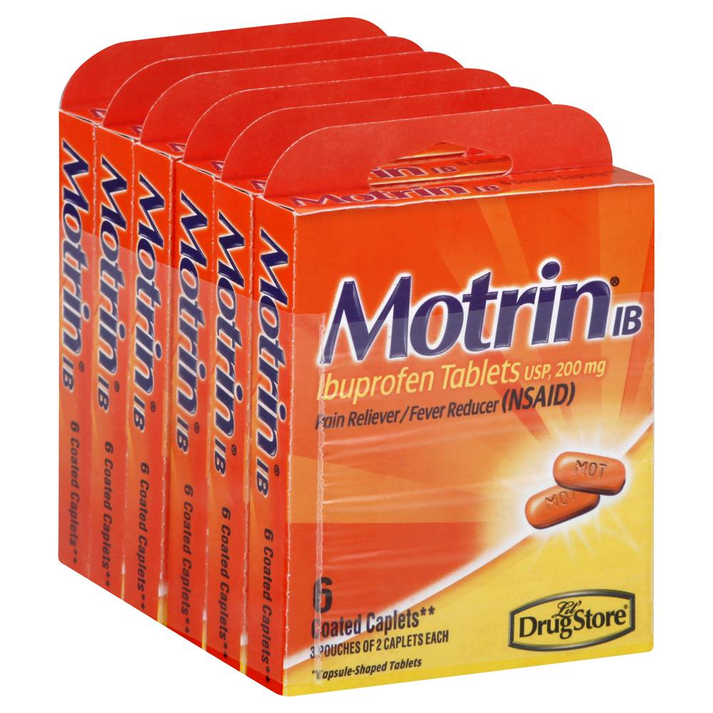 Motrin IB Ibuprofen Pain Reliever Caplets 200 mg (6 x 0.5 oz)