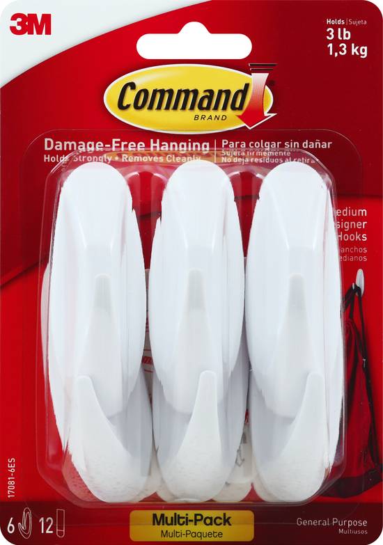 Command Damage-Free Hanging Medium Hooks & Adhesives (3 ct)