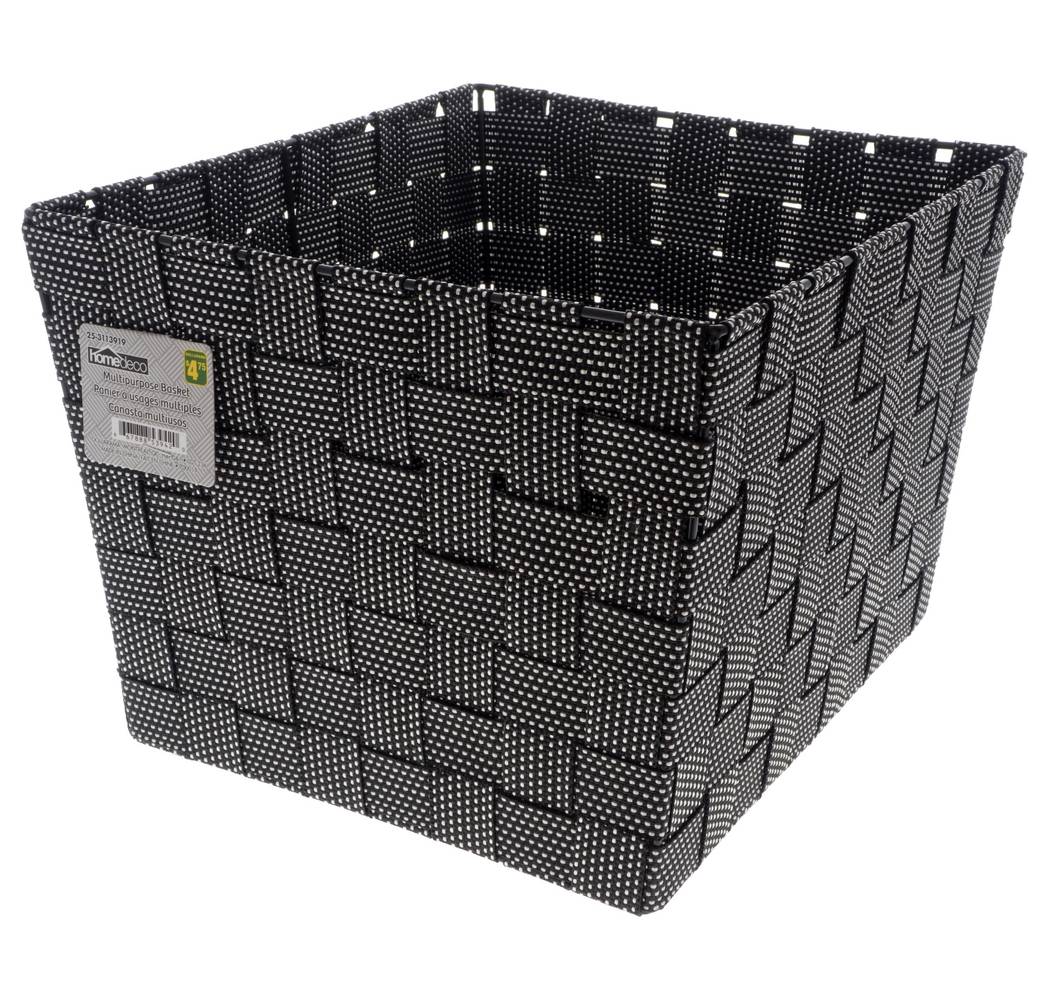 Home Decor Pp Woven Strap Basket, Brown-White