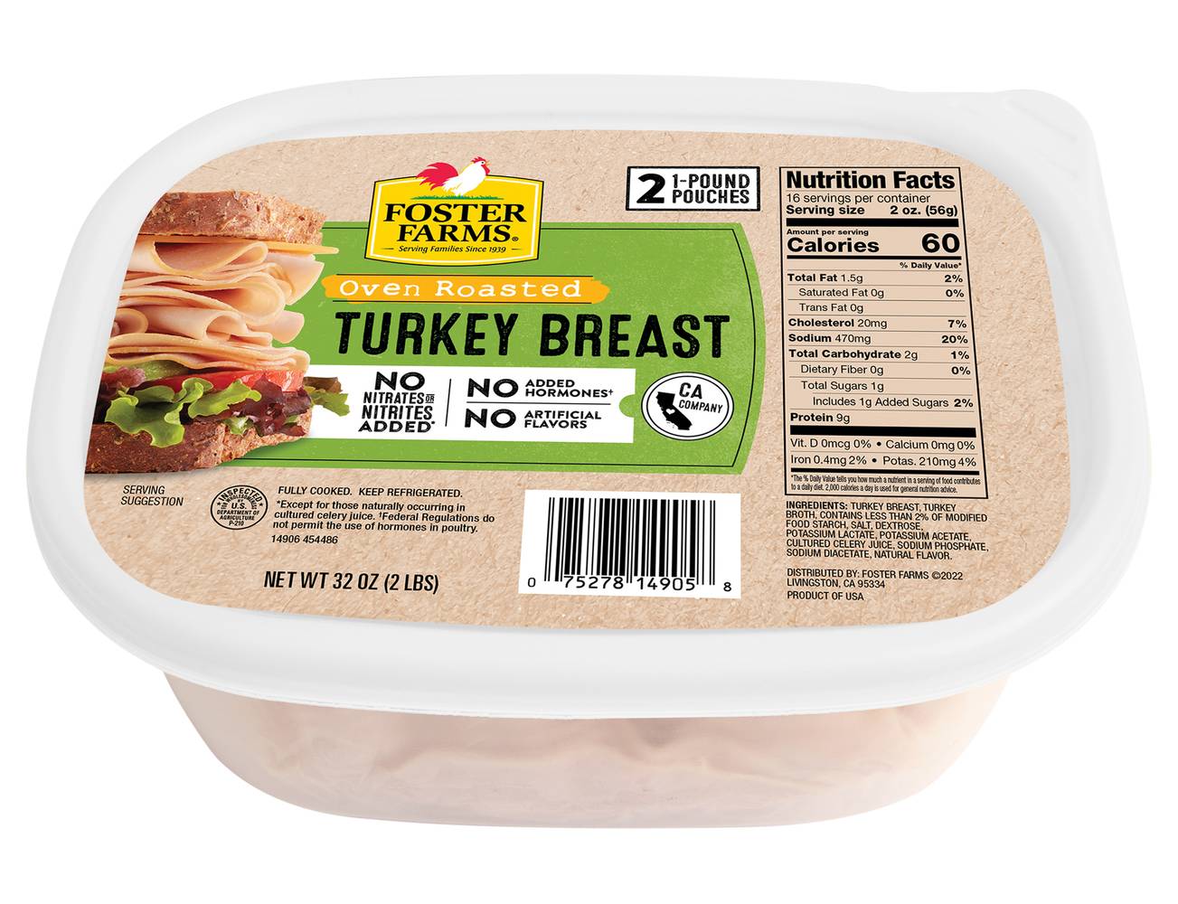 Foster Farms Sliced Oven Roasted Turkey Breast (32 oz)