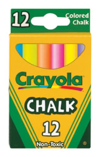 Crayola® Colored Chalk, 3-5/16", Assorted Colors, Box Of 12 Pieces