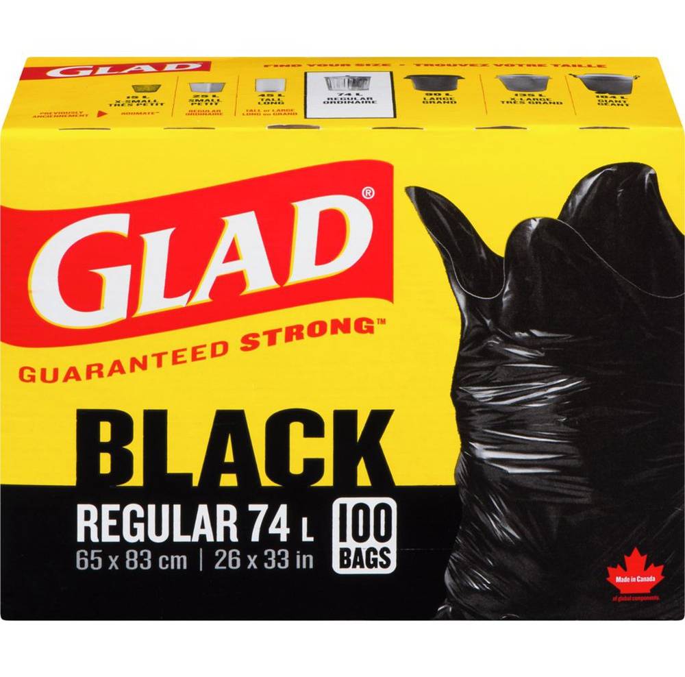 Glad sacs à ordures ordinaires à noeud facile (100 un) - easy tie regular garbage bags (100 units)