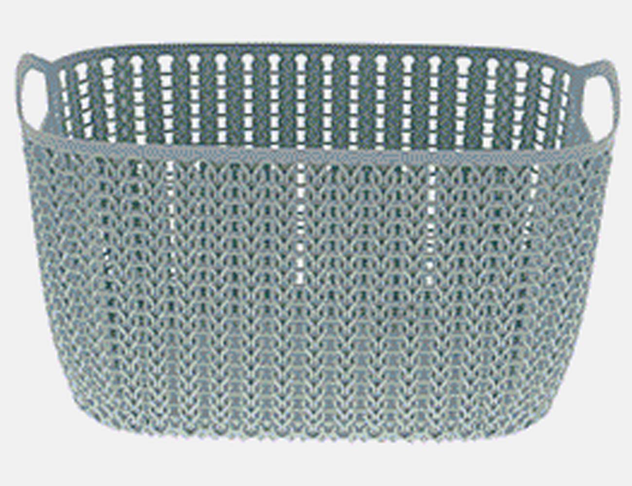 Curver Knit Look Plastic Basket, Medium , Misty Blue