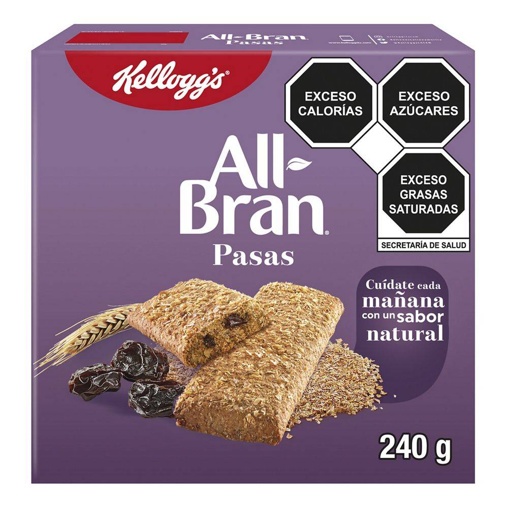 All-Bran · Barras de salvado de trigo con pasas (240 g)