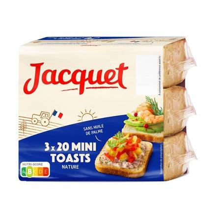 Toasts nature mini JACQUET - les 3 sachets de 85 g
