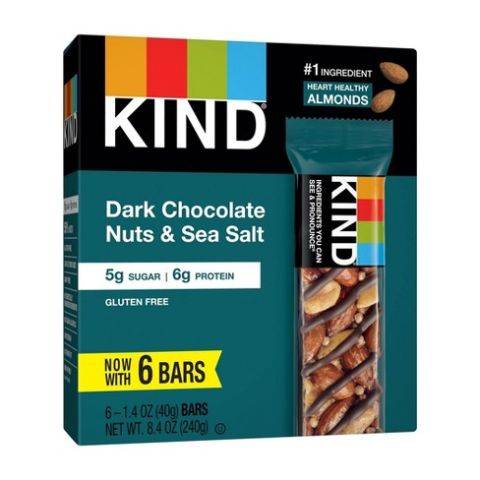 Kind Dark Chocolate Nuts & Sea Salt Bars 6 Count 1.4oz