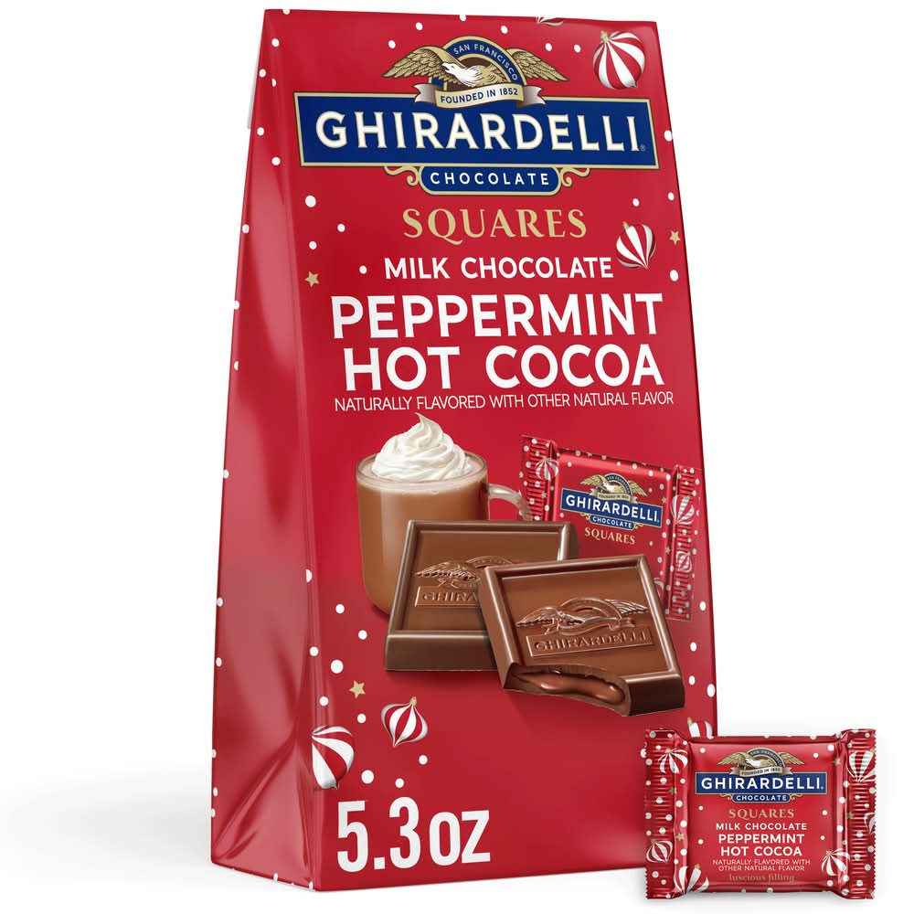 Ghirardelli Squares Milk Chocolate Candy, Peppermint Hot Cocoa (5.3 oz)