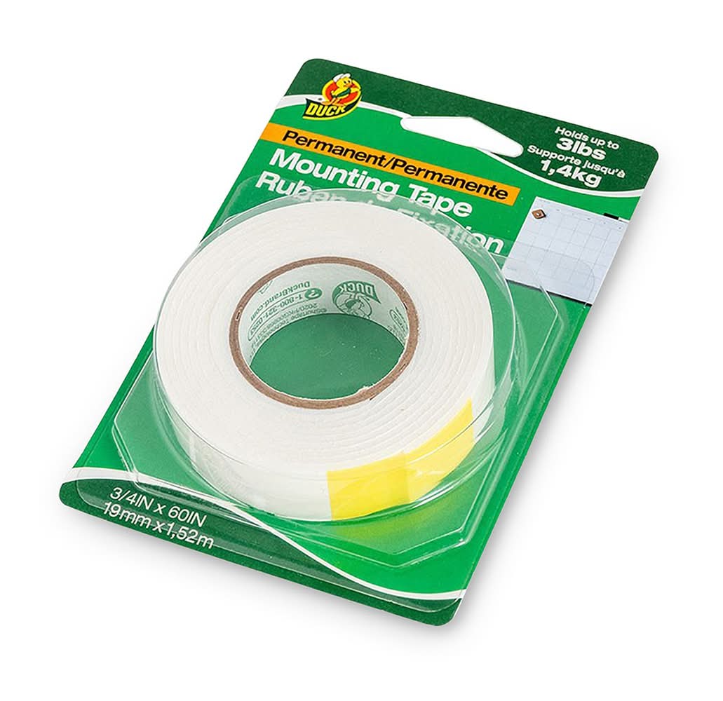 Duck Permanent Mounting Tape Rolls 3lb, 3/4x60 in