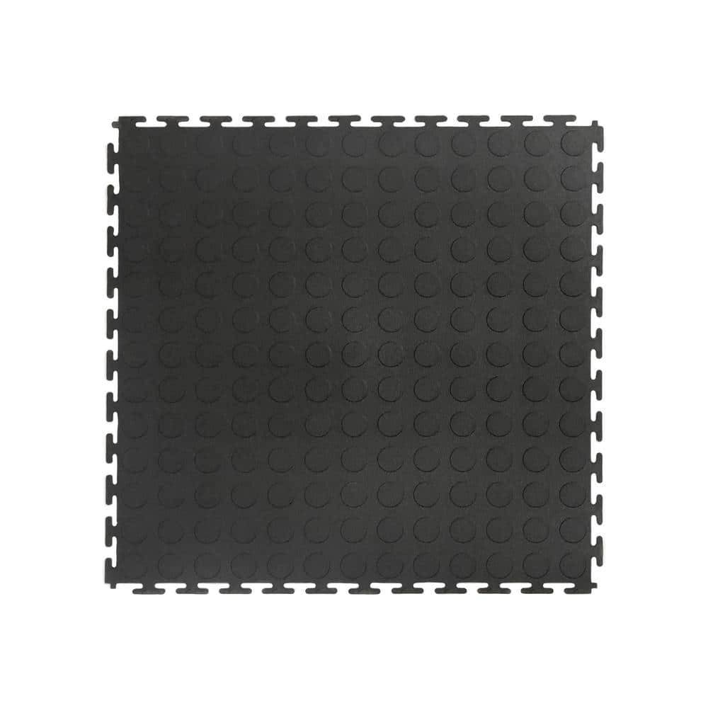 Trafficmaster Black Raised Coin 18 In. W X 18 In. L X 0.1 In. Thick Rubber Exercisegym Flooring Tiles (6 Tilescase) (13.5 Sq. Ft.)