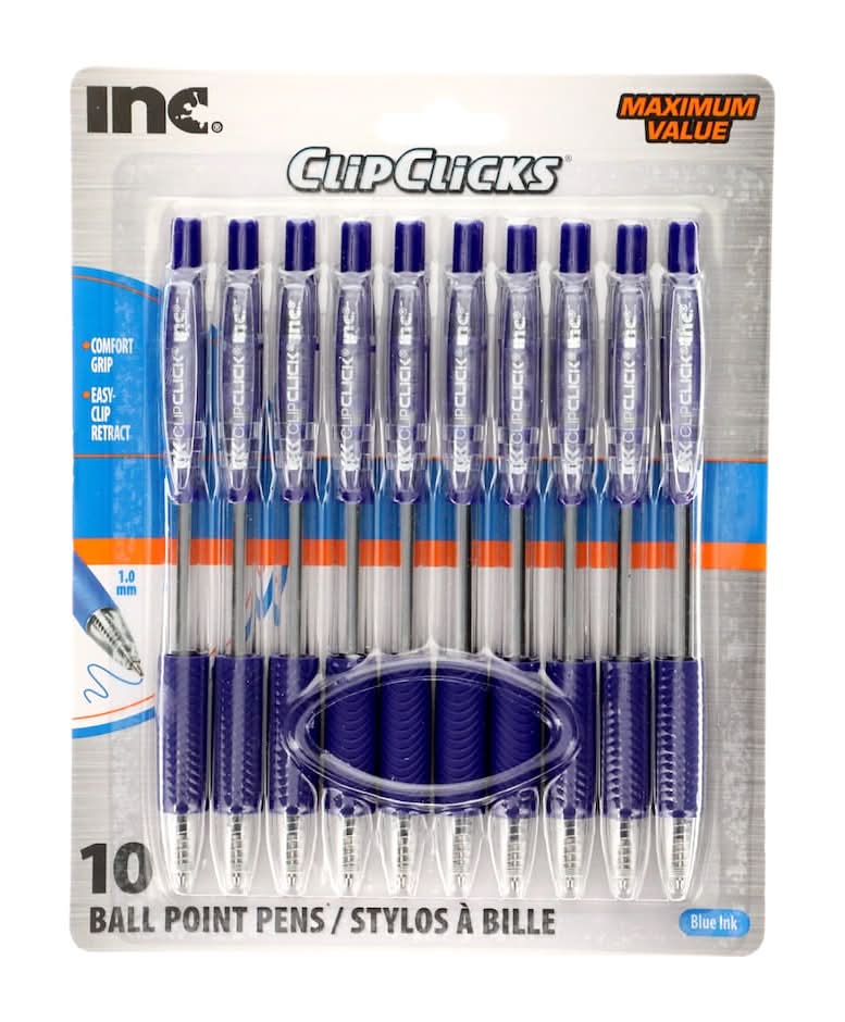 Inc Clipclicks Ball Point Pens Maximum Value, Blue (10 ct)