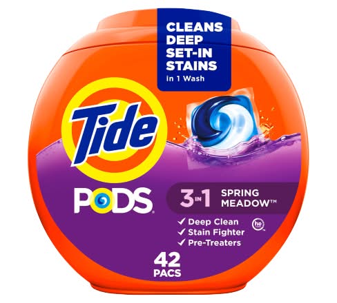 Tide Pods 3 in 1 Laundry Detergent Pacs, Spring Meadow (32 oz, 42 ct)