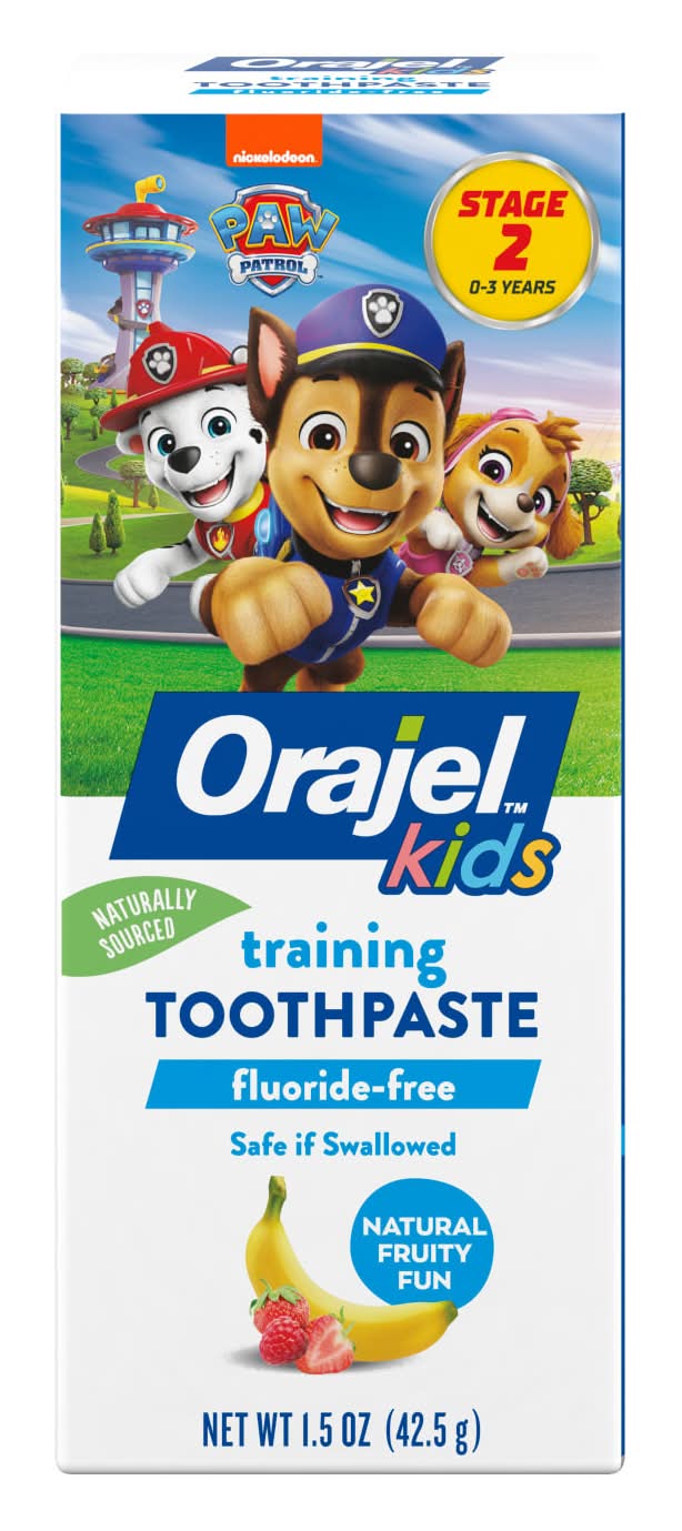 Orajel Kids Paw Patrol Fluoride-Free Training Toothpaste Natural Fruity Fun (1.5 oz)