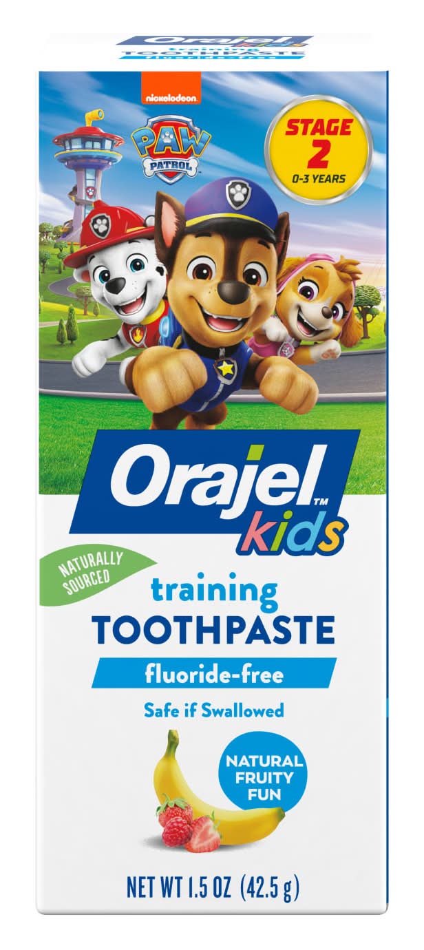Orajel Kids Paw Patrol Fluoride-Free Training Toothpaste Natural Fruity Fun (1.5 oz)