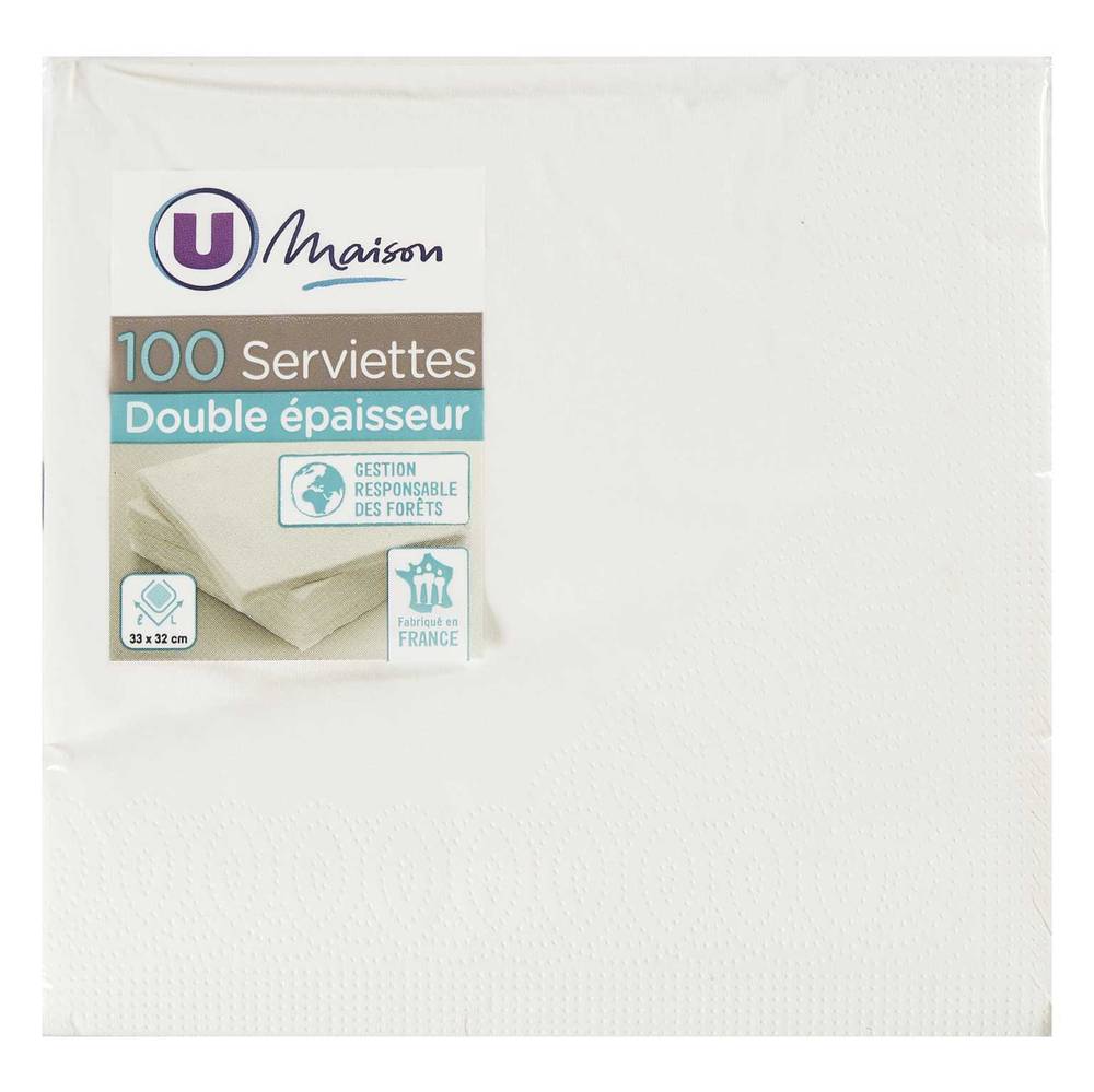 Les Produits U - Serviettes blanches