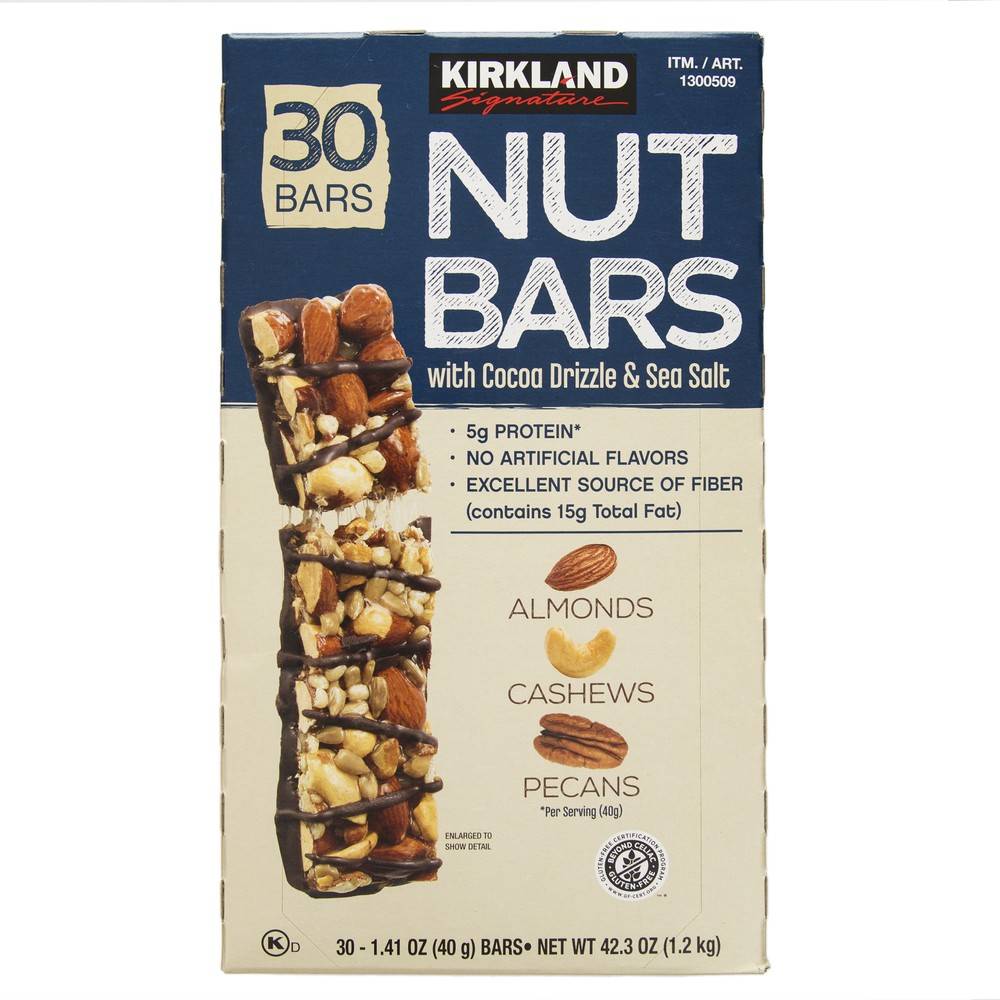 Kirkland Signature Cocoa Drizzle & Sea Salt Nut Bars (30 x 1.41 oz)