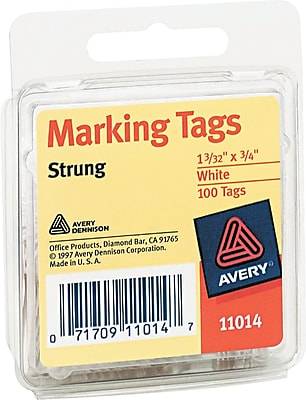 Avery® White Marking Tags, 1 3/32 x 3/4, 100/Box