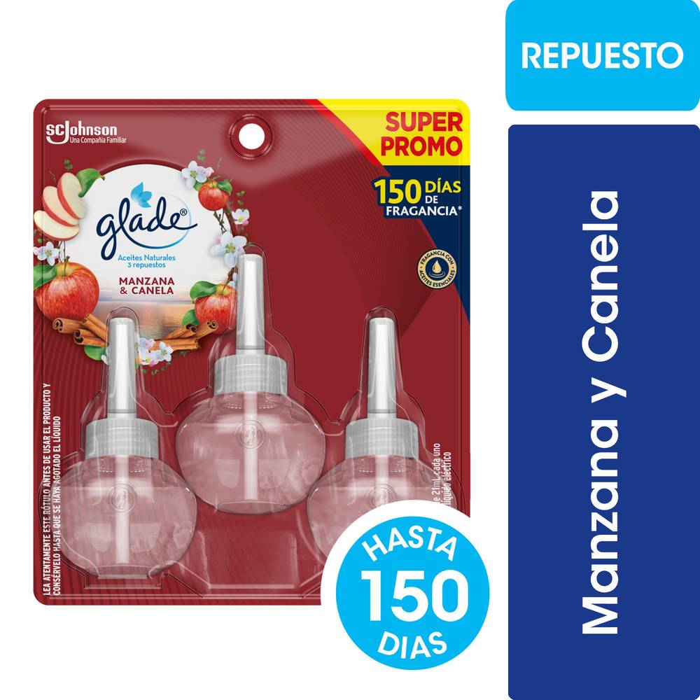 Glade · Repuesto desodorante aceite natural - Manzana - Canela (3 un)