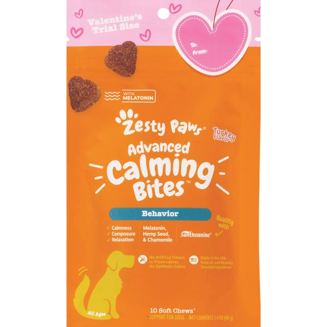 Zesty Paws Advanced Calming Bites, Valentine's Trial Size, 10ct