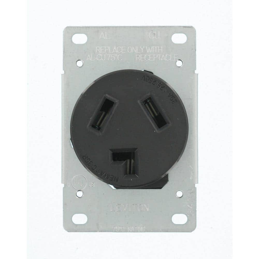 Leviton Shallow Single Flush Mounted Outlet, Black