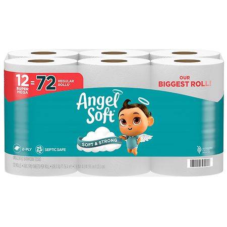 Angel Soft Super Mega Bathroom Tissue - 480.0 ea x 12 pack