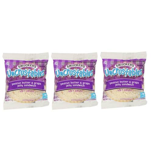 Smucker's Uncrustables | Bulk Size, 72 Count (2.6 oz Each) | Peanut Butter  and Strawberry Jam Sandwich on Wheat Bread - Whole Grain, Individually