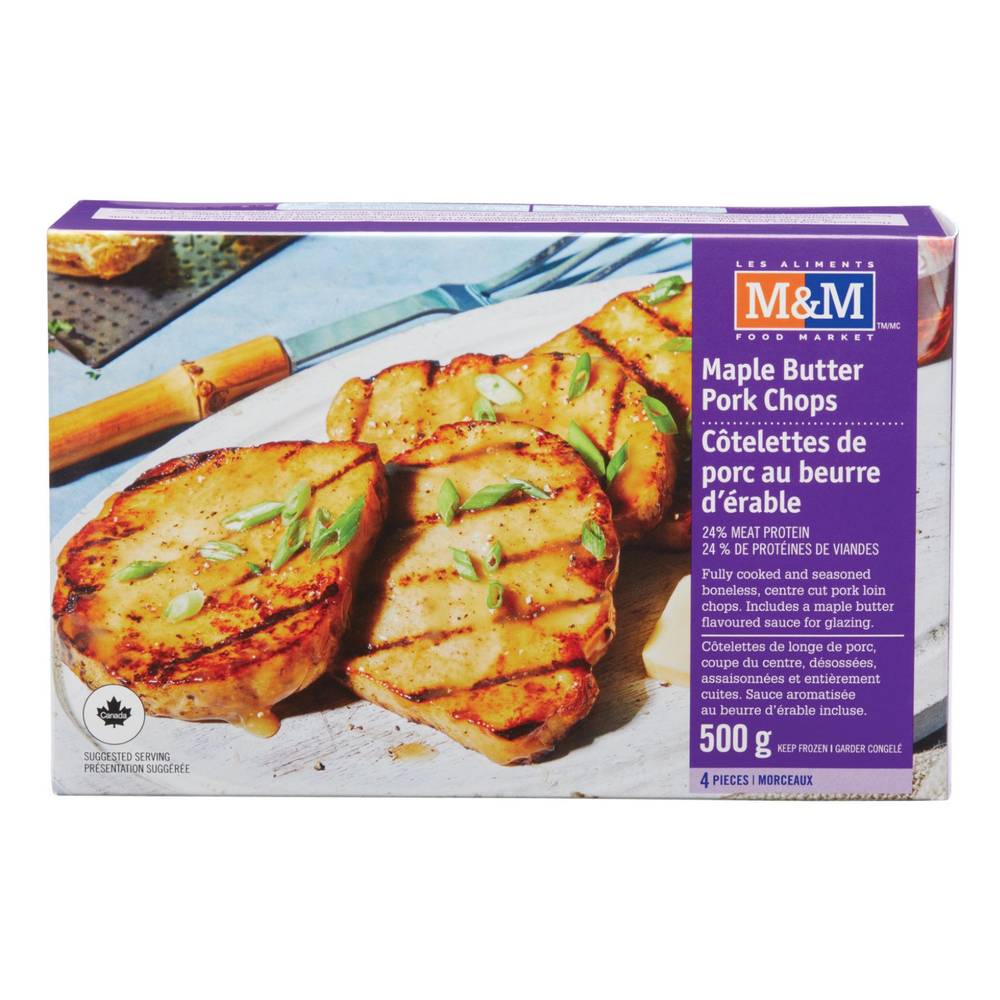 M&M Food Market · Côtelettes de porc au beurre d'érable - Maple Butter Pork Chops (500g)