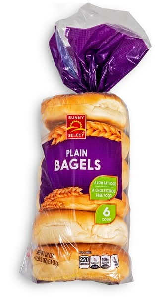 Sunny Select Plain Bagels (18 oz, 6 ct)