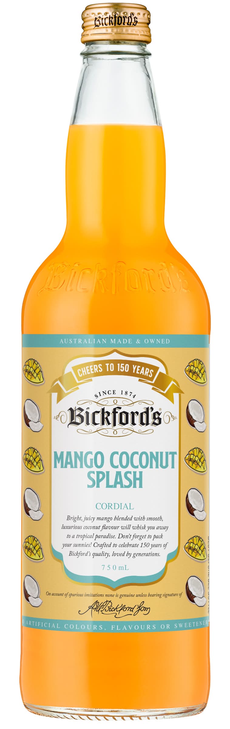 Bickford's Cordial, Mango Coconut Splash (750mL)