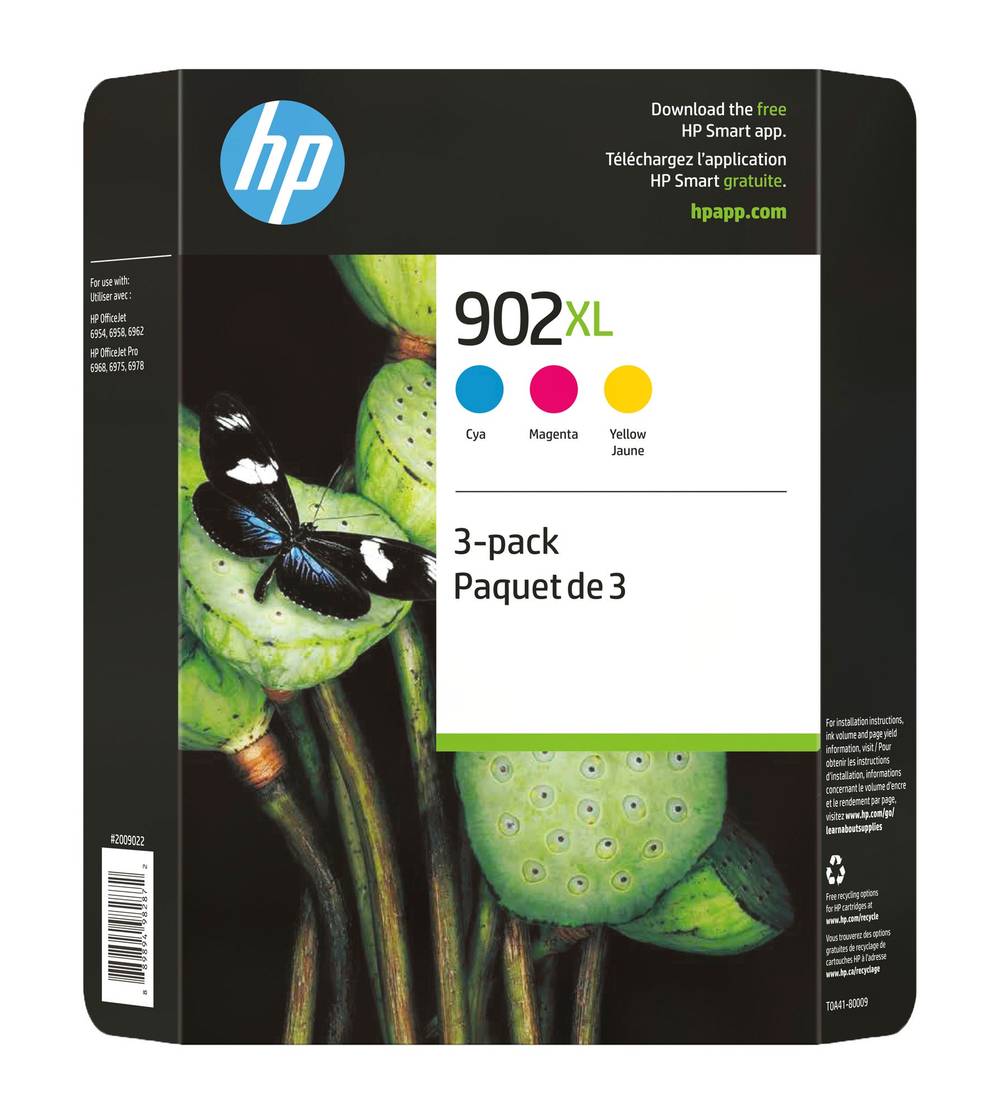 Hp 902Xl Ensemble De 3 Cartouches D’Encre Tricolore  (T0A41Bn) / Hp 902Xl Cyan, Magenta And Yellow High Yield Original Ink Cartridges (T0A41Bn) Combo Pack