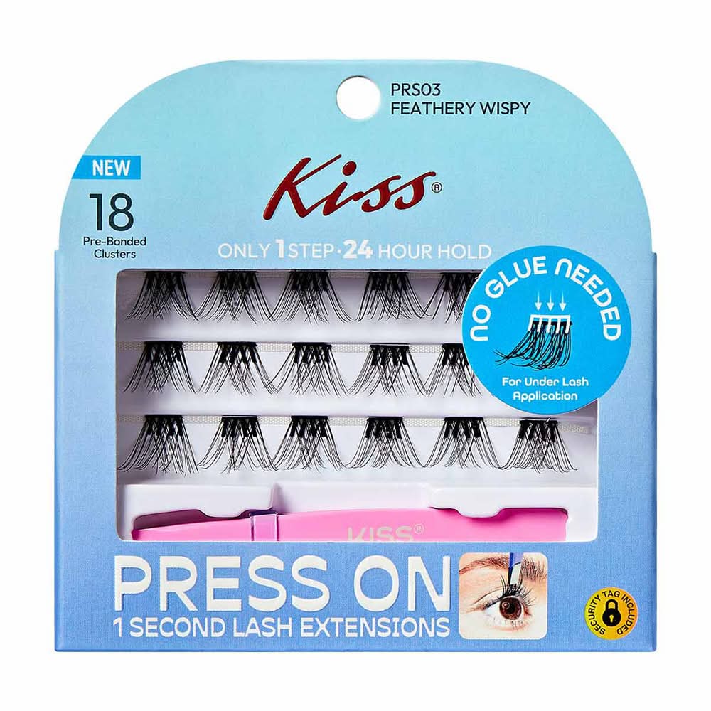 KISS Press-On 1 Second Lash Extension Kit, Black (18 ct)