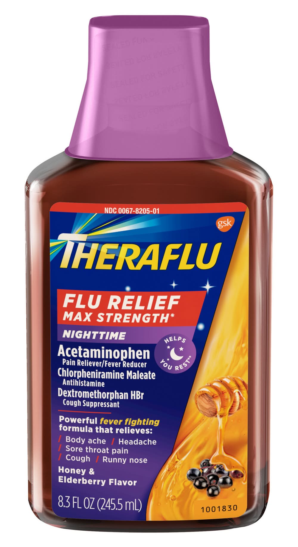 Theraflu Flu Relief Max Strength, Honey-Elderberry (8.3 oz)