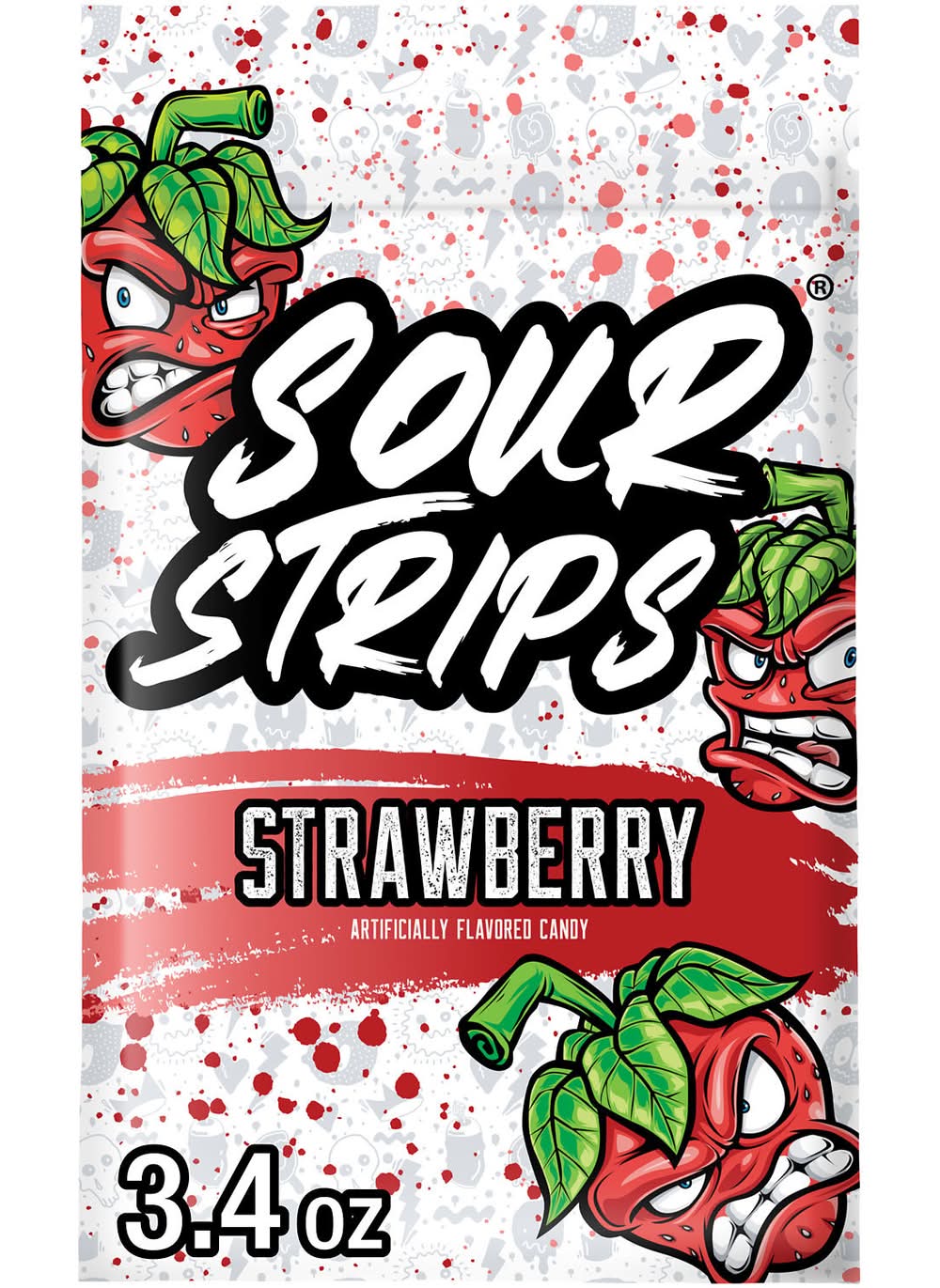 Sour Strips Soft Chewy Candy, Strawberry (3.4 oz)