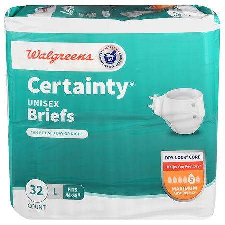 Walgreens Certainty Incontinence Briefs With Tabs Unisex Maximum (32 ct)