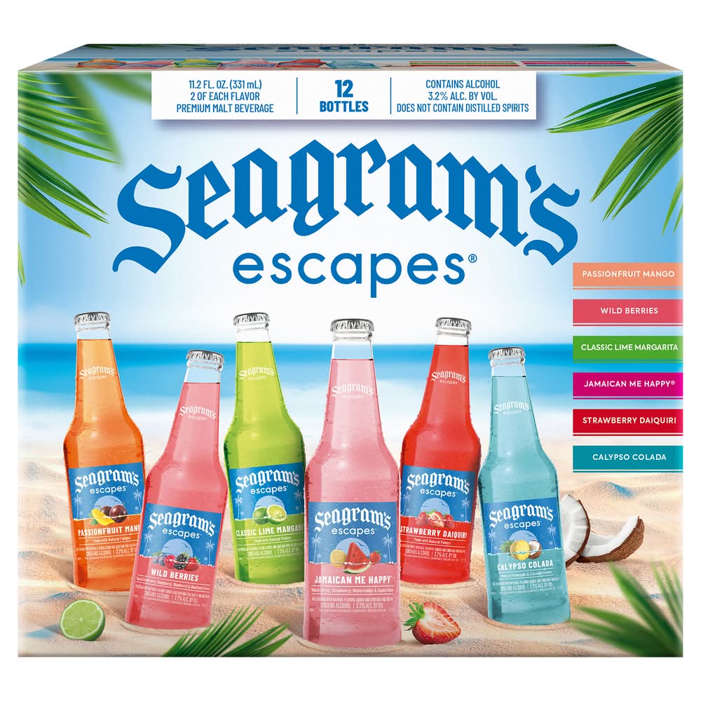Seagram's Escapes Premium Malt Beverage Cocktail Variety pack, Assorted (12 x 11.2 fl oz)