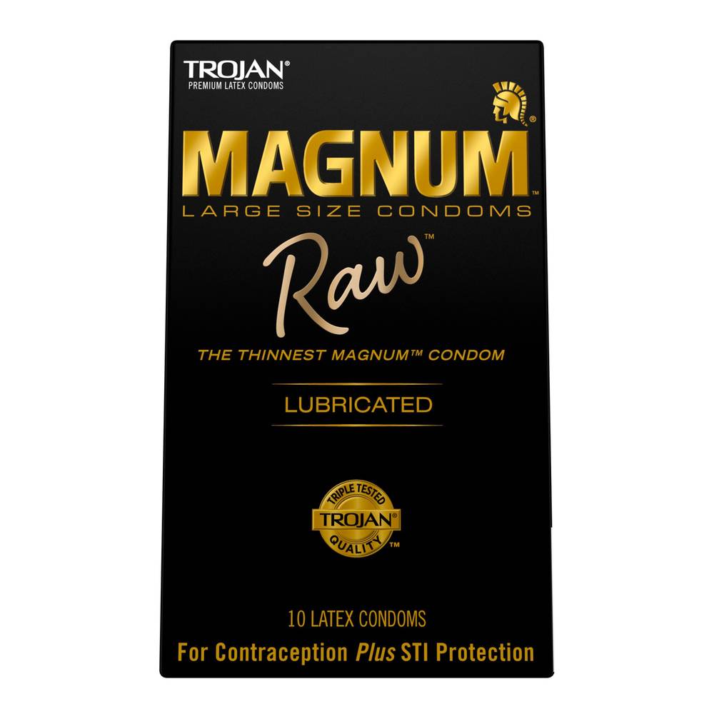 Trojan Magnum Raw Lubricated Premium Large Size Latex Condoms (10 ct)