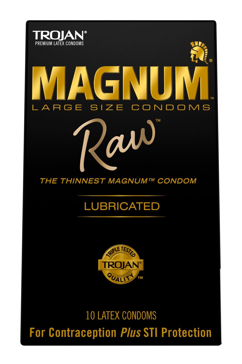 Trojan Magnum Raw Lubricated Premium Latex Condoms, Large