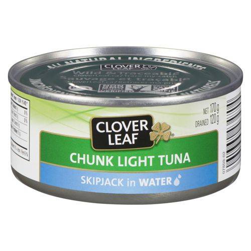Clover leaf thon pâle en morceaux listao dans l'eau (170 g) - chunk light tuna skipjack in water (170 g)