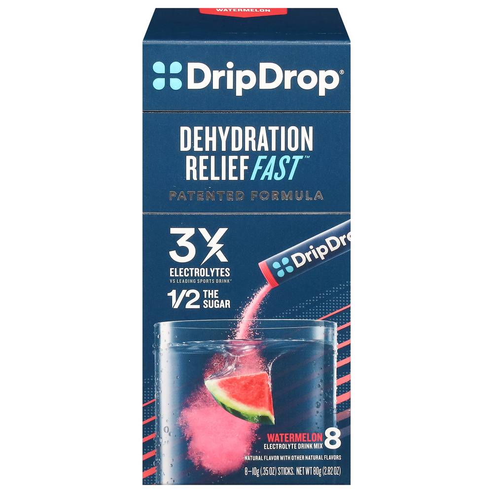 Dripdrop Ors Dehydration Relief Fast Watermelon Electrolyte Powder (8 ct)