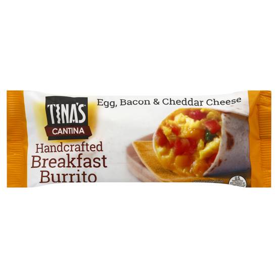 Tina's Cantina Handcrafted Breakfast Burrito (egg, bacon & cheddar cheese)