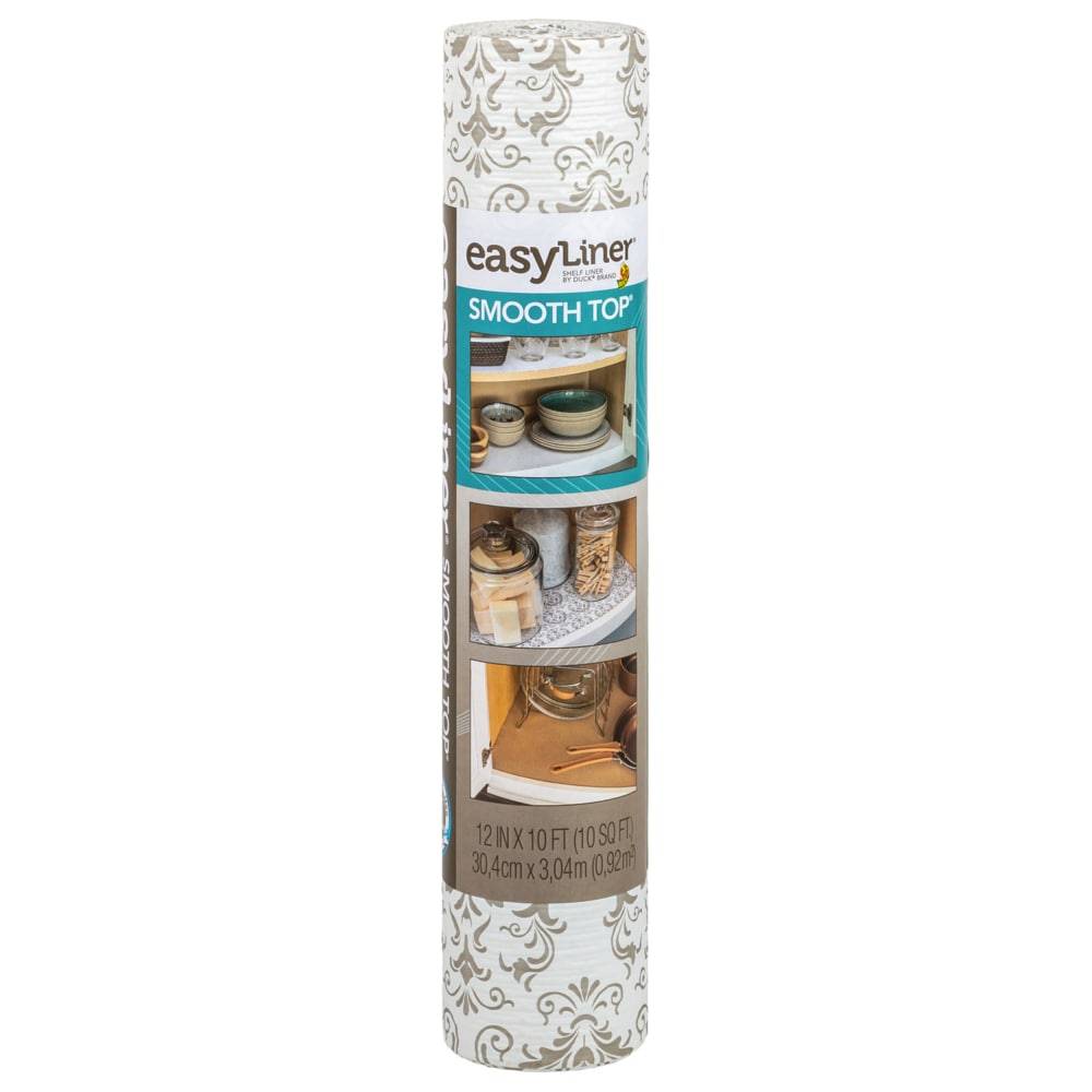 Duck Easy Liner 12-in x 10-ft Taupe Damask Shelf Liner | 283338